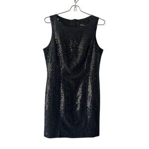 Catalyst black sleeveless mini sequin dress W sz 6 Lined zipper closure metallic